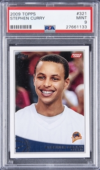 2009-10 Topps #321 Stephen Curry Rookie Card - PSA MINT 9
